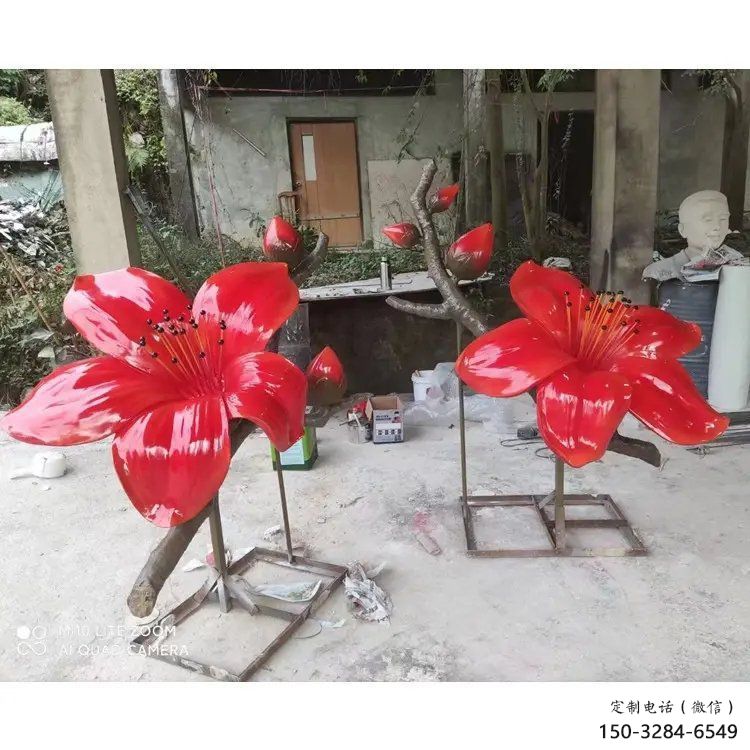 梧桐花雕塑優(yōu)選，室外雕塑，彩繪梧桐花雕塑廠家優(yōu)選