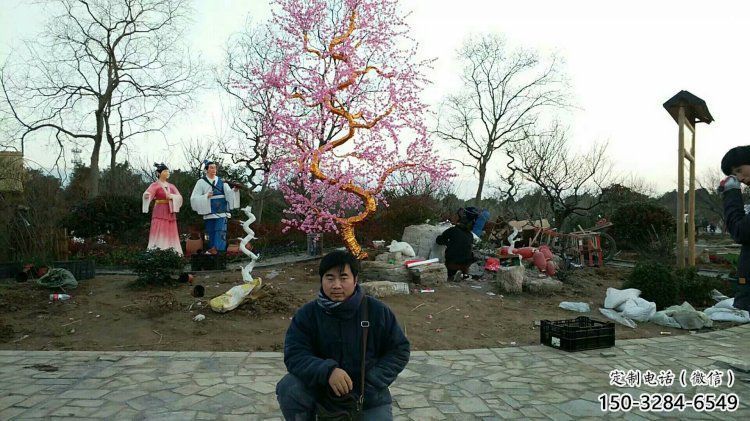 櫻花雕塑預定，露天雕塑，不銹鋼櫻花雕塑制作