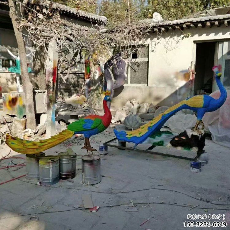 彩繪孔雀雕塑觀(guān)賞型，廣場(chǎng)系列，仿真孔雀雕塑優(yōu)選