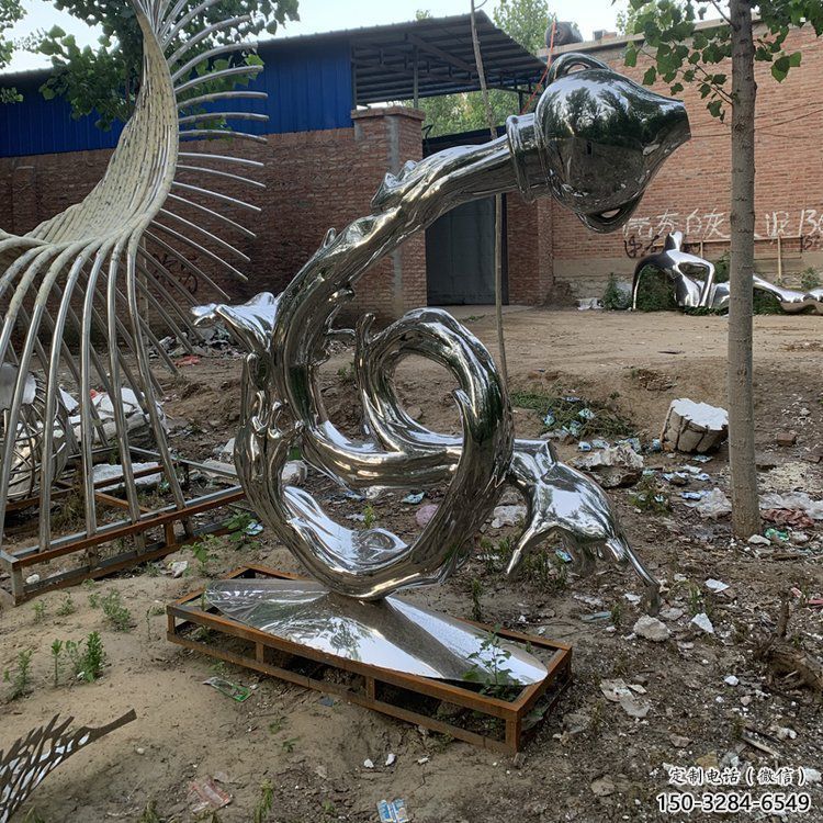 波浪雕塑展品，彩鋼制作，不銹鋼波浪雕塑精品