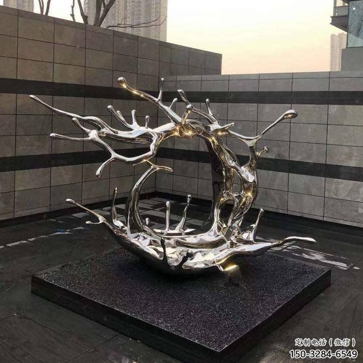 庭院海浪雕塑，鍍金歐式雕塑，鏡面形式