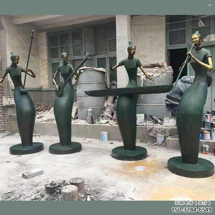 彈古箏雕塑供求，村標(biāo)概念，民俗人物雕塑制作承接