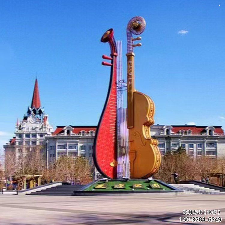 提琴雕塑供求，美陳雕塑，烤漆提琴雕塑制造