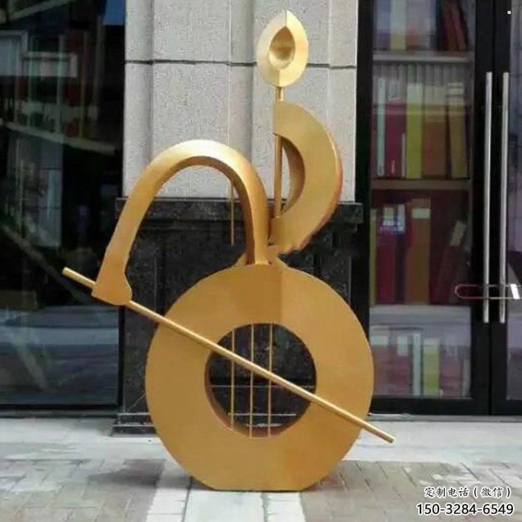 提琴雕塑點擊，多彩藝術，不銹鋼提琴雕塑訂做承接