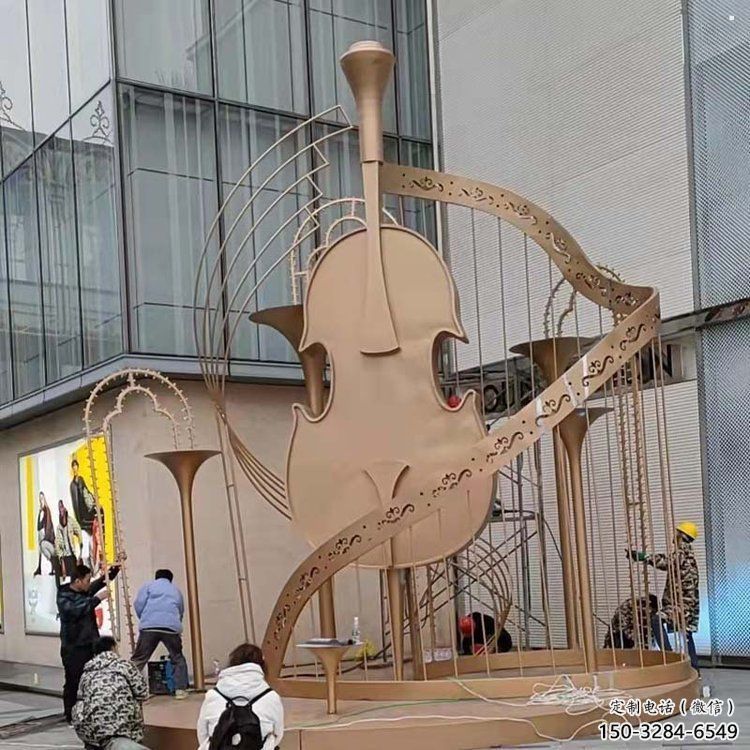 提琴雕塑優選，陸地擺件，不銹鋼提琴雕塑制作承接