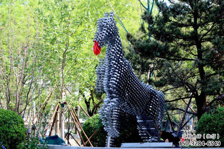 方塊馬雕塑精選，公園小品，抽象方塊馬雕塑廠家