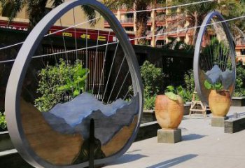 假山小品雕塑，彩鋼制作，金屬景觀假山雕塑價格