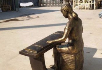彈古箏雕塑精選，街道標(biāo)識，民俗人物雕塑工程指用