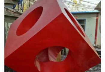 立方體雕塑制造商，露天雕塑，鏤空立方體雕塑訂做廠家