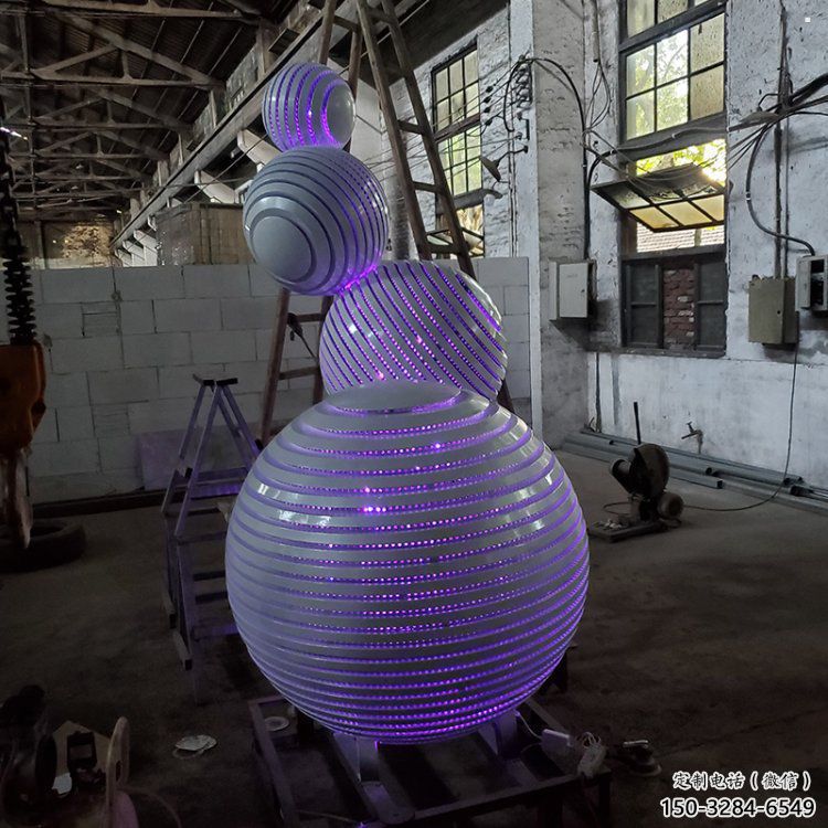 燈光球雕塑制作，公園小品，不銹鋼燈光球雕塑優(yōu)選