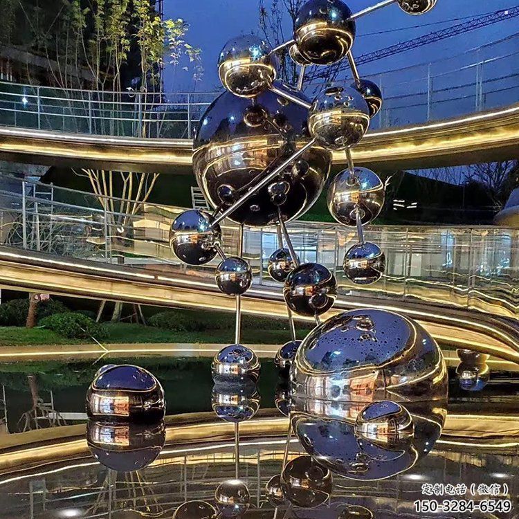 分子球雕塑優(yōu)選，小區(qū)擺件，不銹鋼分子球雕塑生產(chǎn)商