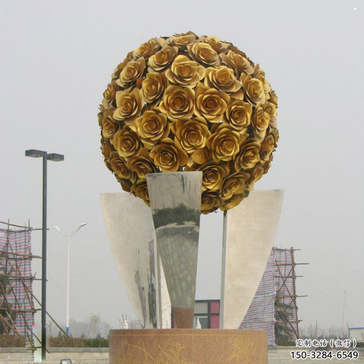 花球雕塑精選，市標(biāo)雕塑，不銹鋼花球雕塑廠家