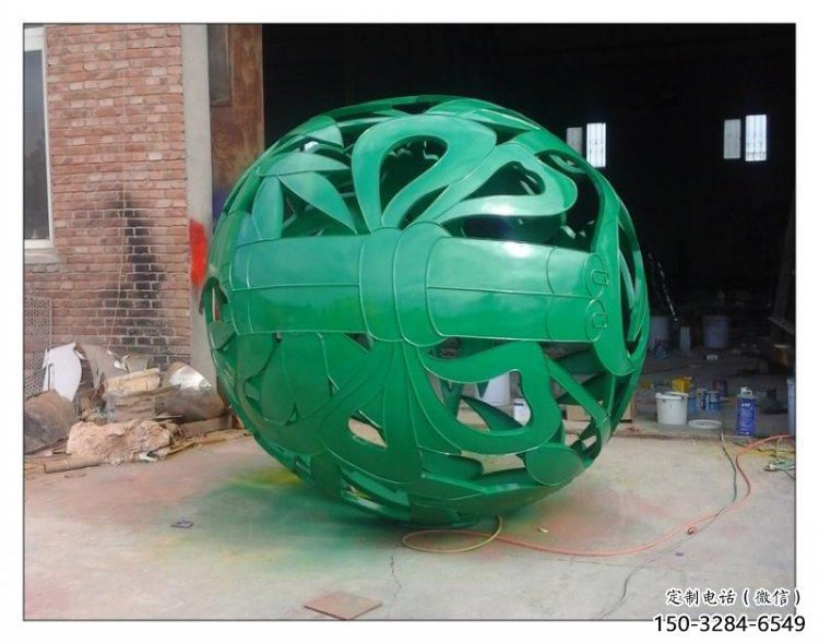 花紋球雕塑制作，酒店擺件，不銹鋼花紋球雕塑訂做