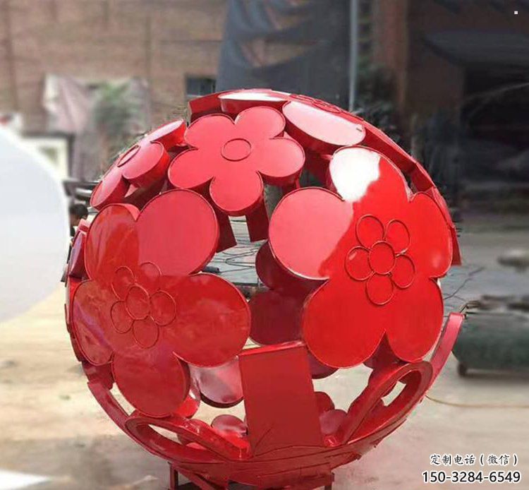 花紋球雕塑制作，景觀雕塑，不銹鋼花紋球雕塑常用