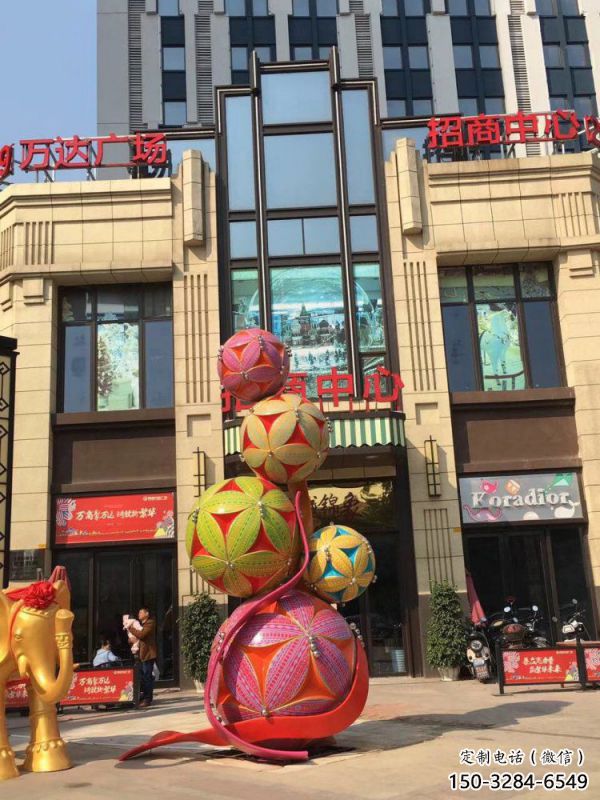 繡球雕塑定價，中式工藝，不銹鋼繡球雕塑定價