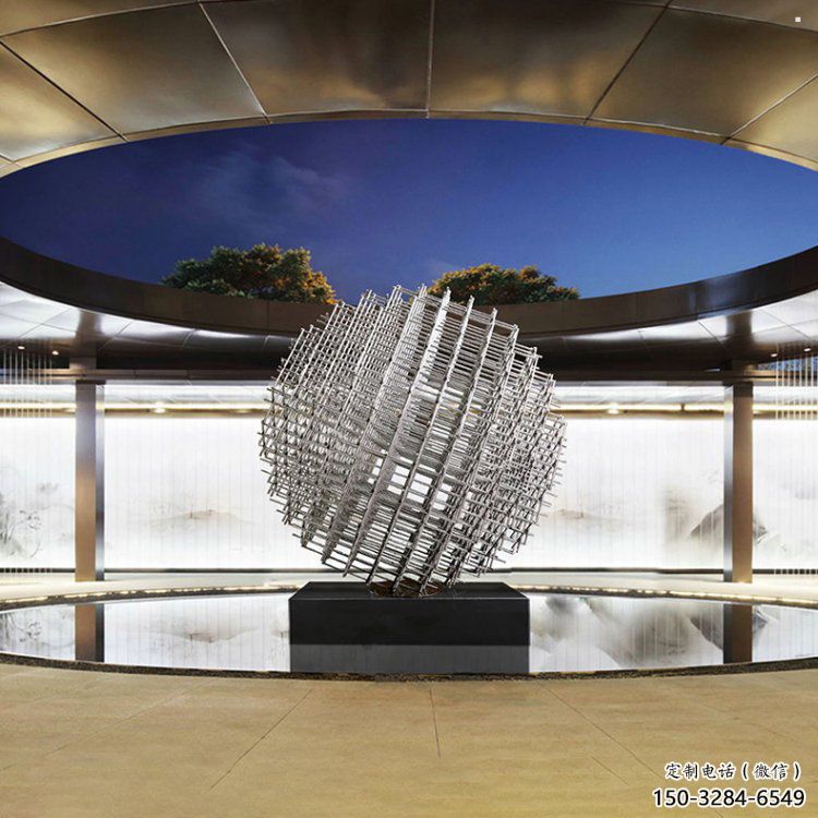 鏤空球雕塑擺件，室外軟裝，異形鏤空球雕塑定制