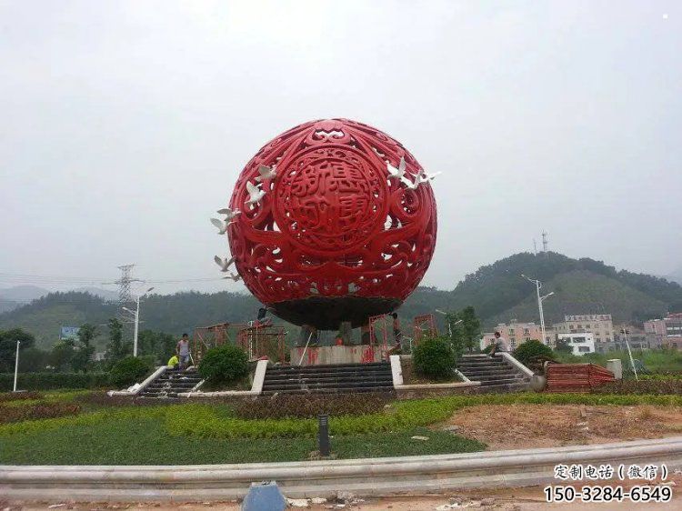 圓球雕塑訂做，街道標識，烤漆圓球雕塑定做