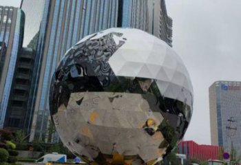鏡面球雕塑廠家，美陳雕塑，不銹鋼球雕塑生產商