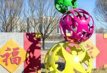 鏤空球雕塑優(yōu)選，酒店擺件，門口烤漆鏤空球雕塑選定