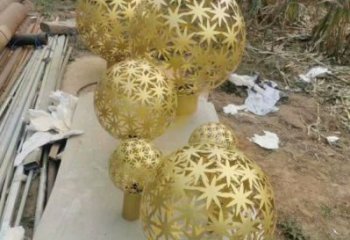 棱面球雕塑供給，市標(biāo)雕塑，鏤空棱面球雕塑定制廠家