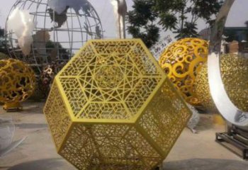 棱面球雕塑指用，中式工藝，公園鏤空棱面球雕塑指用