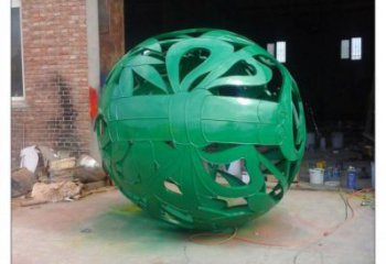 花紋球雕塑制作，酒店擺件，不銹鋼花紋球雕塑訂做