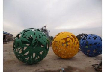 鏤空花紋球雕塑定做，廣場雕塑，不銹鋼花紋球雕塑優(yōu)選