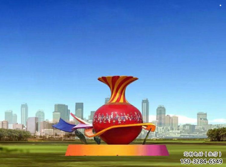花瓶雕塑定價(jià)，街頭雕塑，烤漆玻璃鋼花瓶雕塑定價(jià)