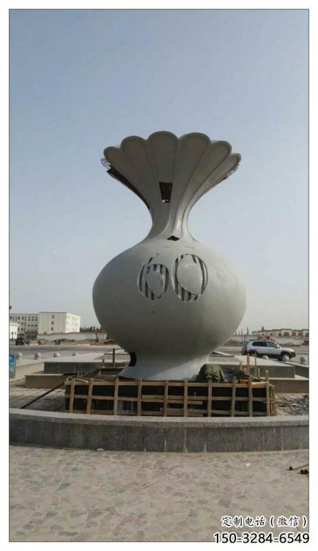 花瓶雕塑定做，城區小品，裝飾玻璃鋼花瓶雕塑定價