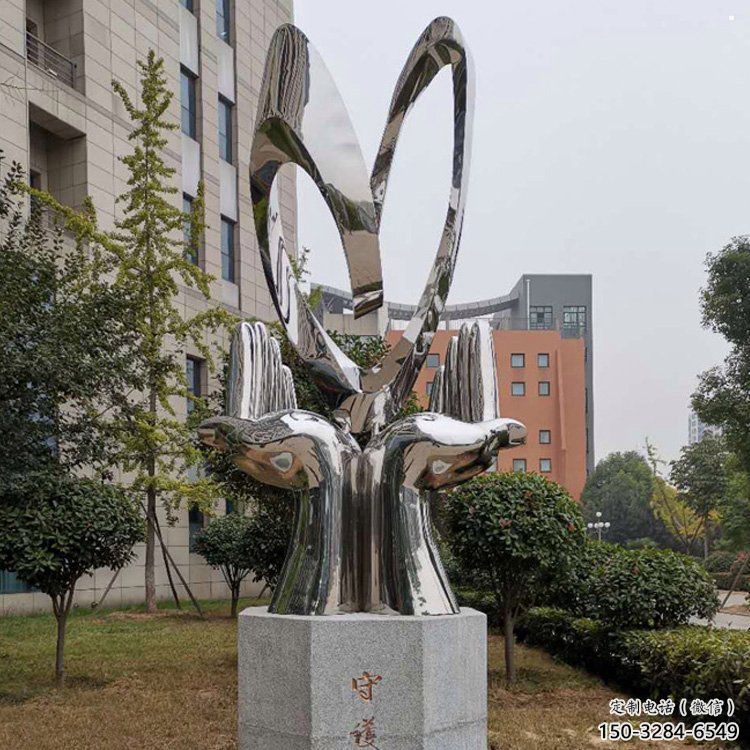 雙手雕塑指用，小區雕塑，廣場不銹鋼雙手雕塑制作