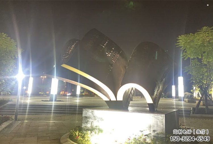 銅書(shū)籍雕塑指用，小區(qū)擺件，銅書(shū)籍雕塑制作廠家