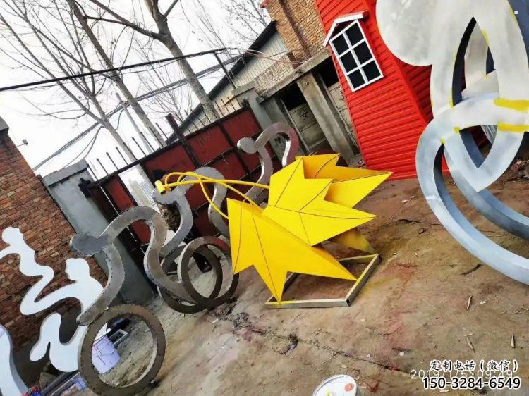 楓葉雕塑訂做，景區雕塑，烤漆楓葉雕塑廠家定價