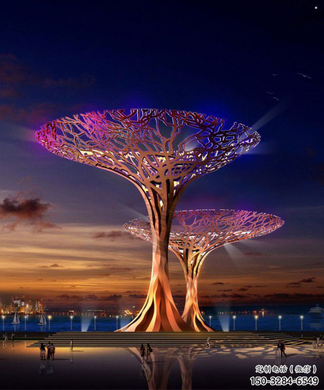 遮陽樹雕塑精選，街頭藝術，不銹鋼遮陽樹雕塑承接