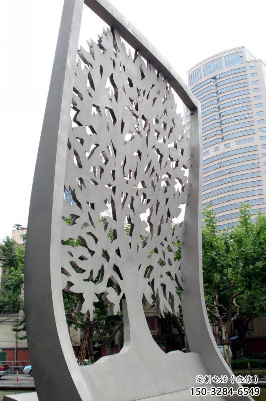 鏤空樹(shù)雕塑精品，白鋼構(gòu)件，鏤空剪紙樹(shù)雕塑制造廠