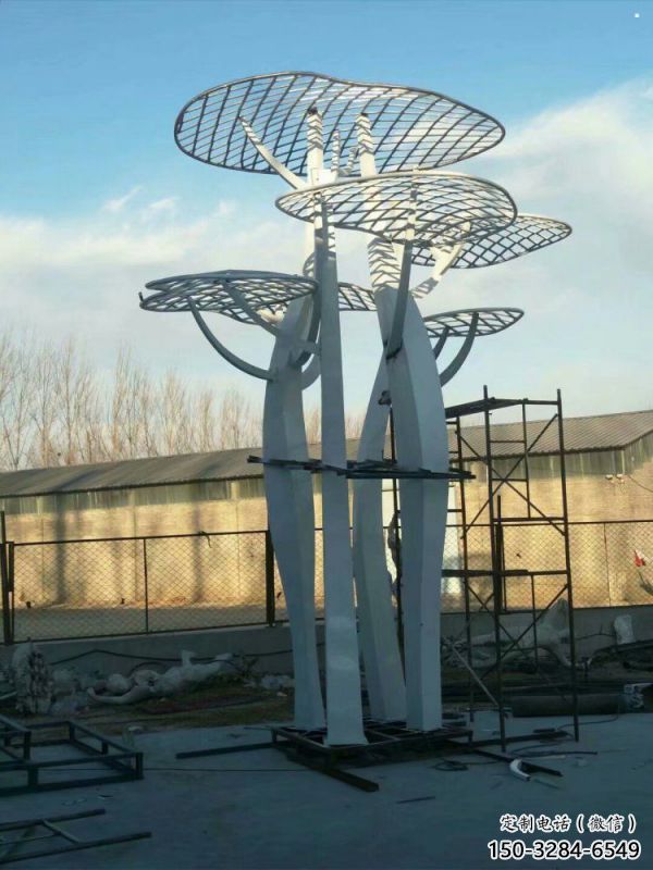蘑菇樹雕塑制造，美陳雕塑，抽象鏤空蘑菇樹雕塑定價(jià)