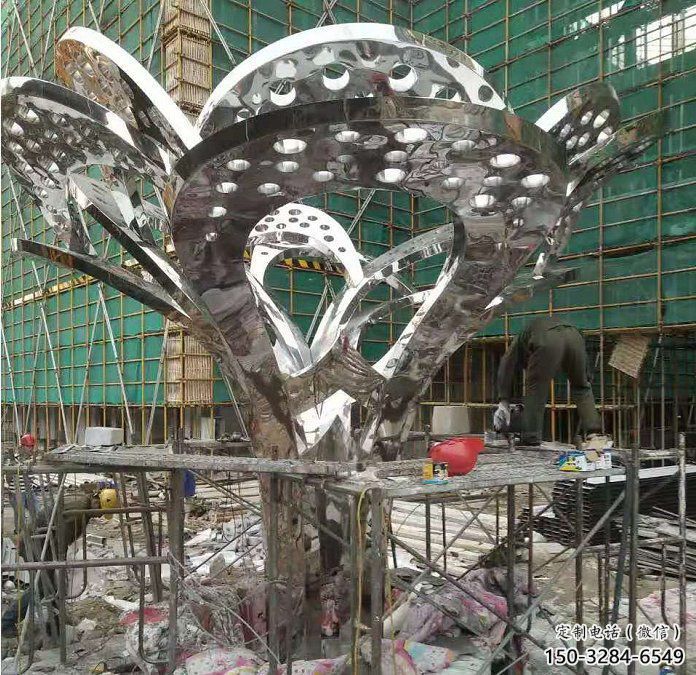 鏡面樹葉雕塑展品，花園小品，鏡面不銹鋼樹葉雕塑優選