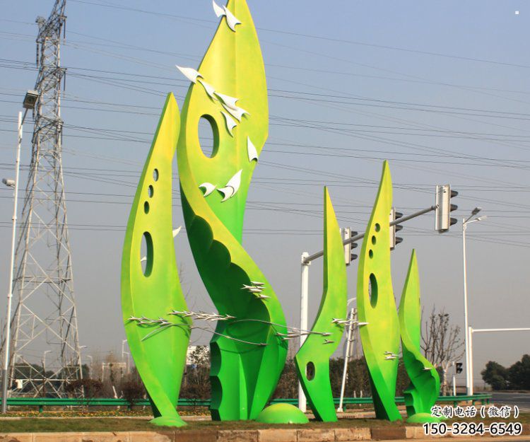 樹葉雕塑觀賞型，小區(qū)雕塑，園林烤漆樹葉雕塑優(yōu)價