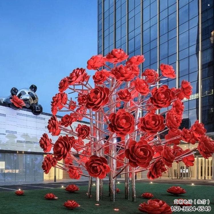 花樹雕塑生產(chǎn)商，歐式風格，烤漆不銹鋼花樹雕塑優(yōu)價