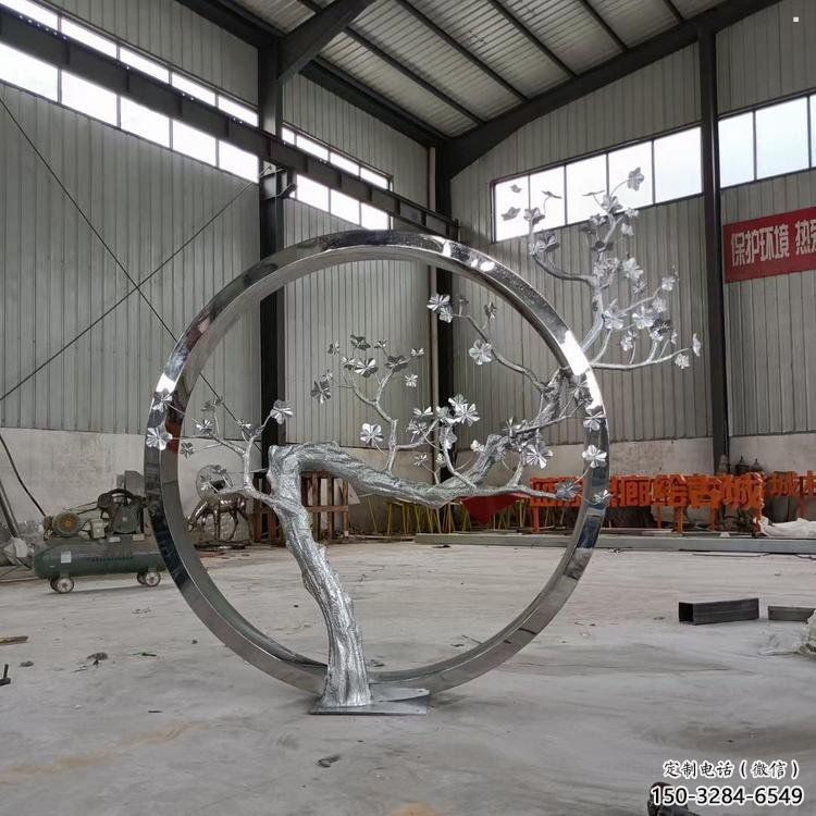 梅花樹雕塑承接，街頭藝術，不銹鋼梅花樹雕塑觀賞型