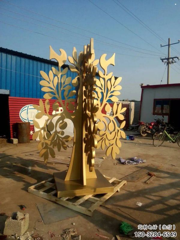 發(fā)財(cái)樹(shù)雕塑廠家，市標(biāo)雕塑，不銹鋼發(fā)財(cái)樹(shù)雕塑定制