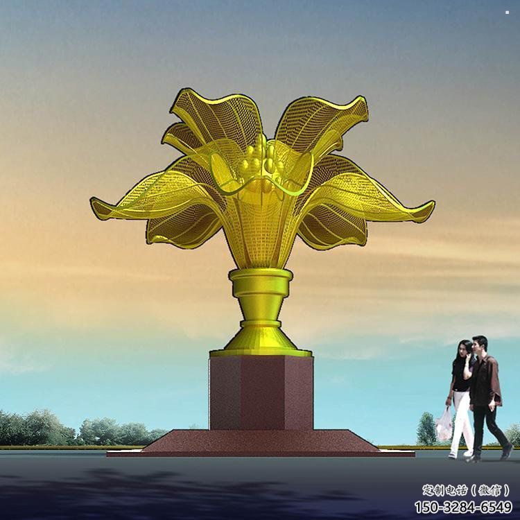 發財樹雕塑服務商，街道標識，發財樹雕塑定制廠家