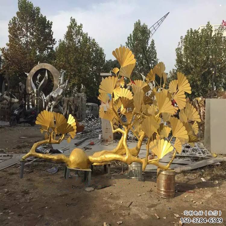 銀杏葉雕塑廠家，景觀雕塑，不銹鋼銀杏葉雕塑選定