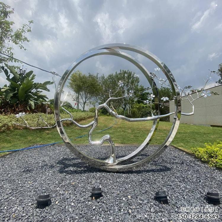 圓環樹雕塑承接，鍛造工藝，不銹鋼圓環樹雕塑訂做