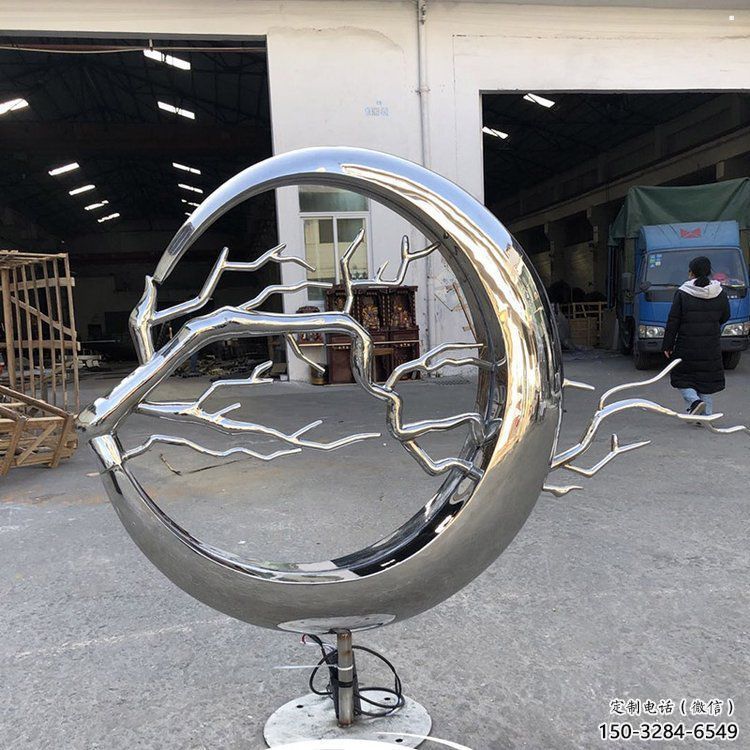 圓環樹雕塑服務商，美陳雕塑，不銹鋼圓環樹雕塑訂做