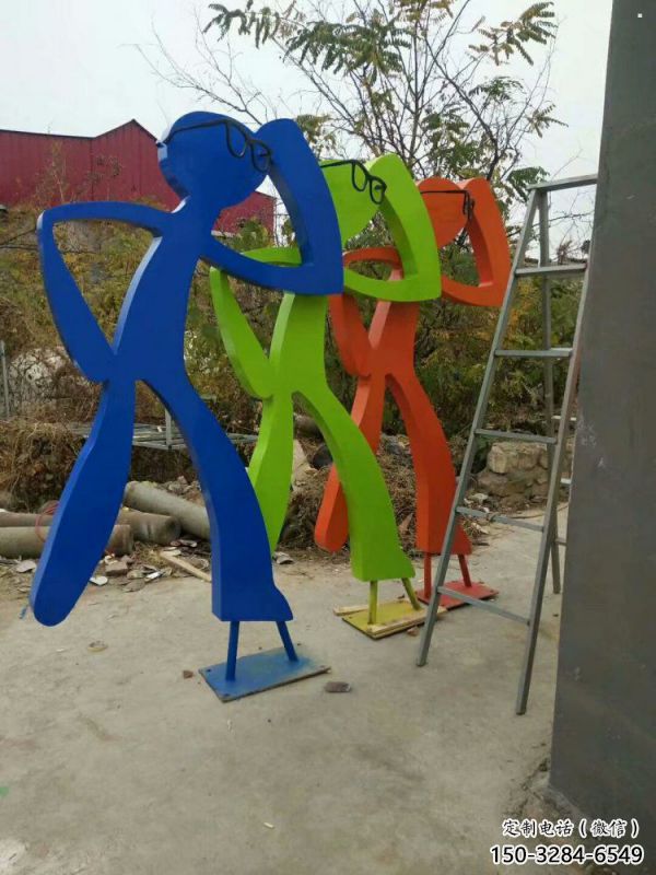 剪影體育雕塑優選，城市裝飾，鐵藝人物雕塑定做