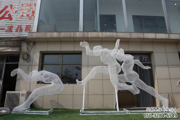 鏤空體育雕塑常用，公園小品，鐵藝運動人物雕塑生產商
