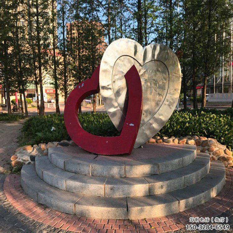 愛心雕塑通用，街道標(biāo)識，鋼鑄烤漆愛心雕塑承接