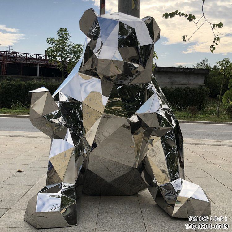 商業熊貓雕塑承接，鍛造工藝，不銹鋼熊貓雕塑訂做