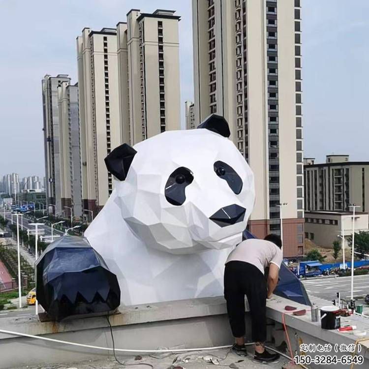 抽象熊貓雕塑展品，小區(qū)雕塑，切面熊貓雕塑工程制作