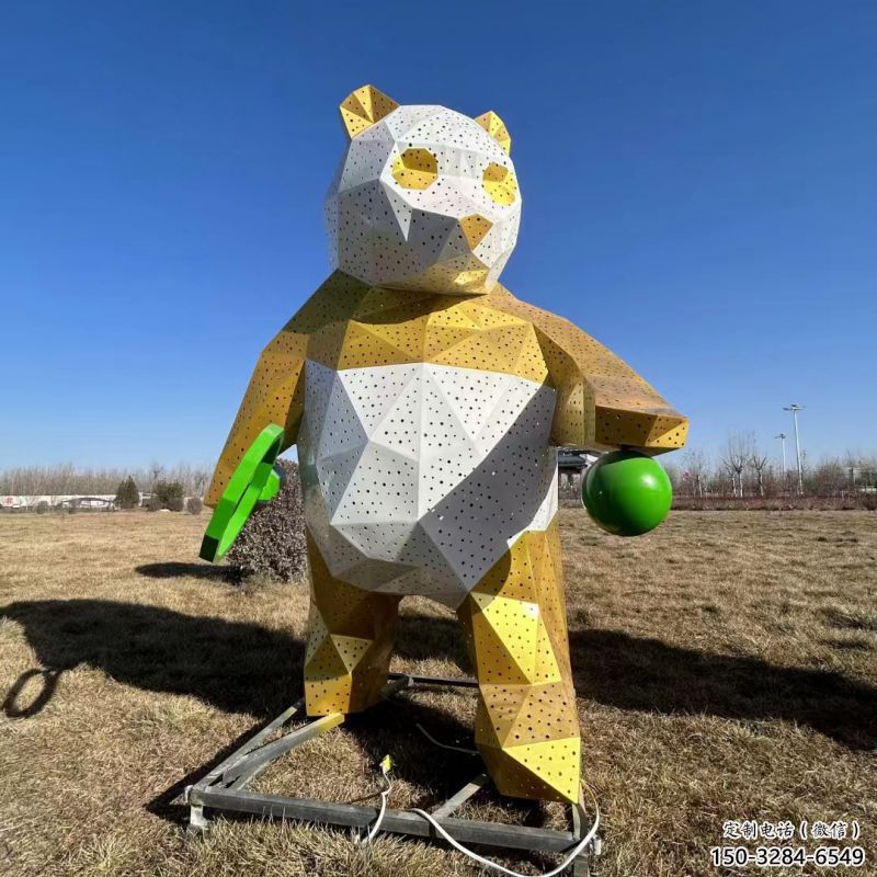 熊貓雕塑供需，透雕系列，空間切面熊貓雕塑制造商